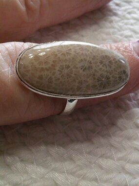 Unique FOSSIL CORAL Handmade Sterling 925 Ring Size 12.5 #543E